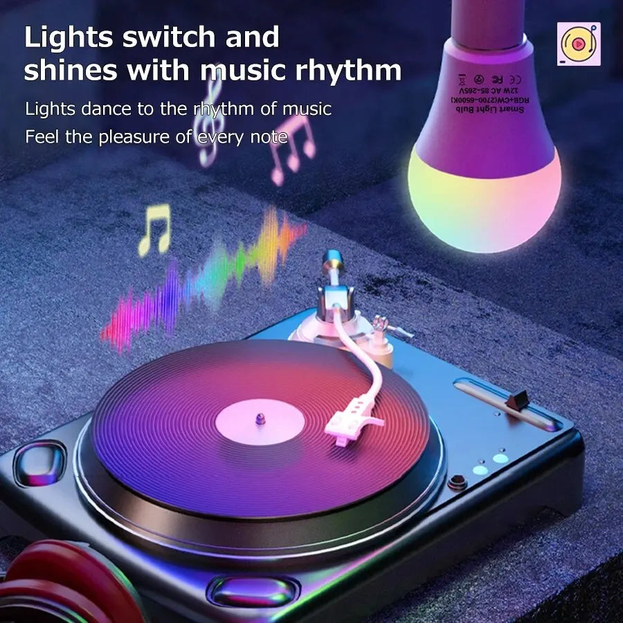 Tuya Bluetooth WiFi Smart Light Bulb E27 RGB LED Lamp 15W Voice Control Compatible with Alexa Google Home Smart Life App Remote HIP