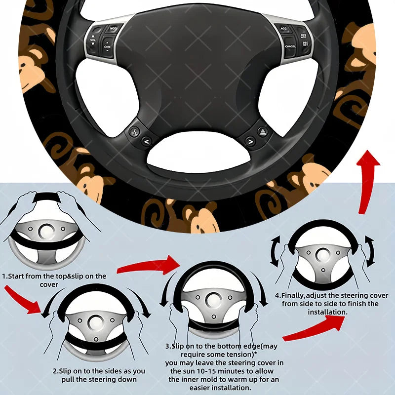 Monkey Steering Wheel Cover – Universal Fit for Cars & SUVs Steering Wheel Cover HIP