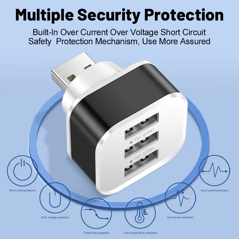 3-Port USB Splitter Hub – Car, Laptop & Tablet Adapter USB Hub Splitter HIP