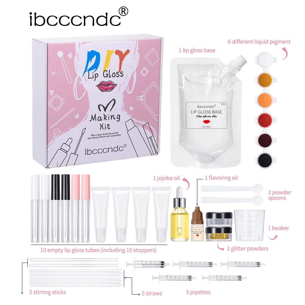 New Lip Gloss Making Kit Moisturizing Lip Gloss Base Diy Raw Material Tool Kit Shiny Glitter Lip Tints Glaze Handmade Cosmetic HIP