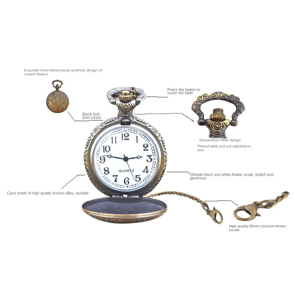 Women's Vintage Steampunk Fob Pocket Watch with Chain Pocket Watch HIP
