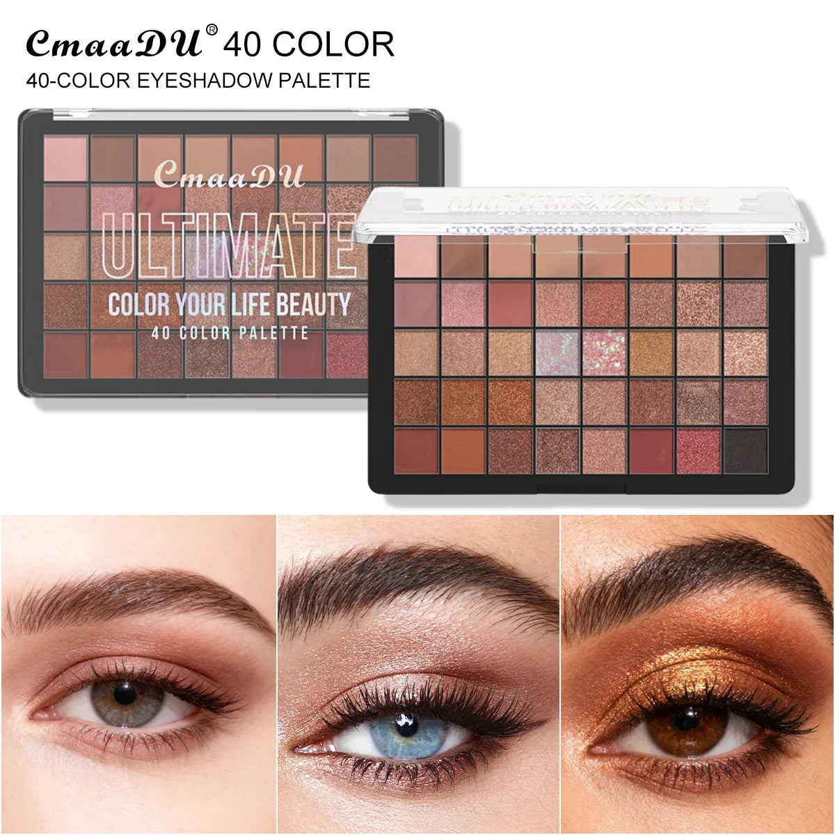 CmaaDu 40-Color Creamy Pearl Eyeshadow Palette – Waterproof Eyeshadow Palette HIP