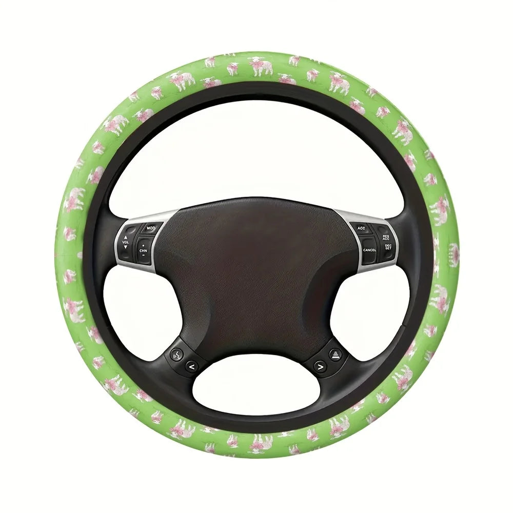 Cute Lamb Pink Bow Steering Wheel Cover – Easter Car Gift Steering Wheel Cover HIP