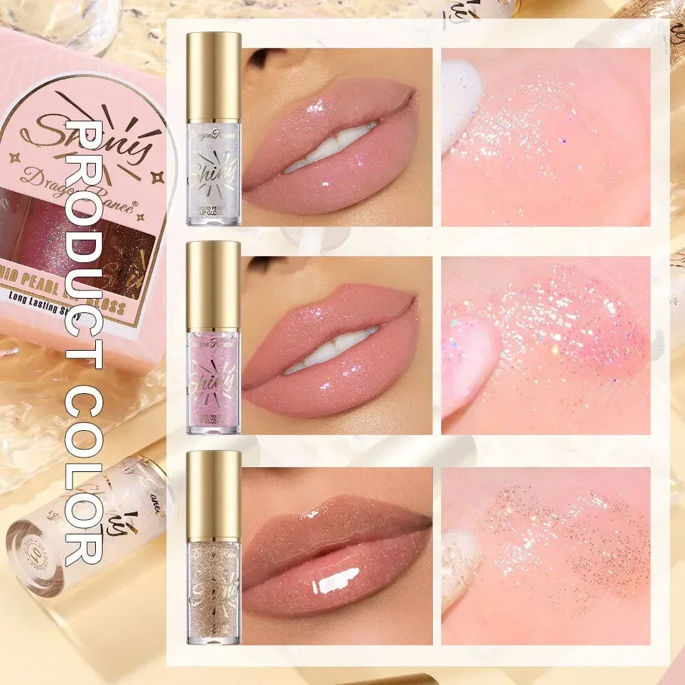 Mirror Pearl Lip Gloss Set – Shimmer Lip Oil Glaze 3-Pack Lip Gloss Set HIP