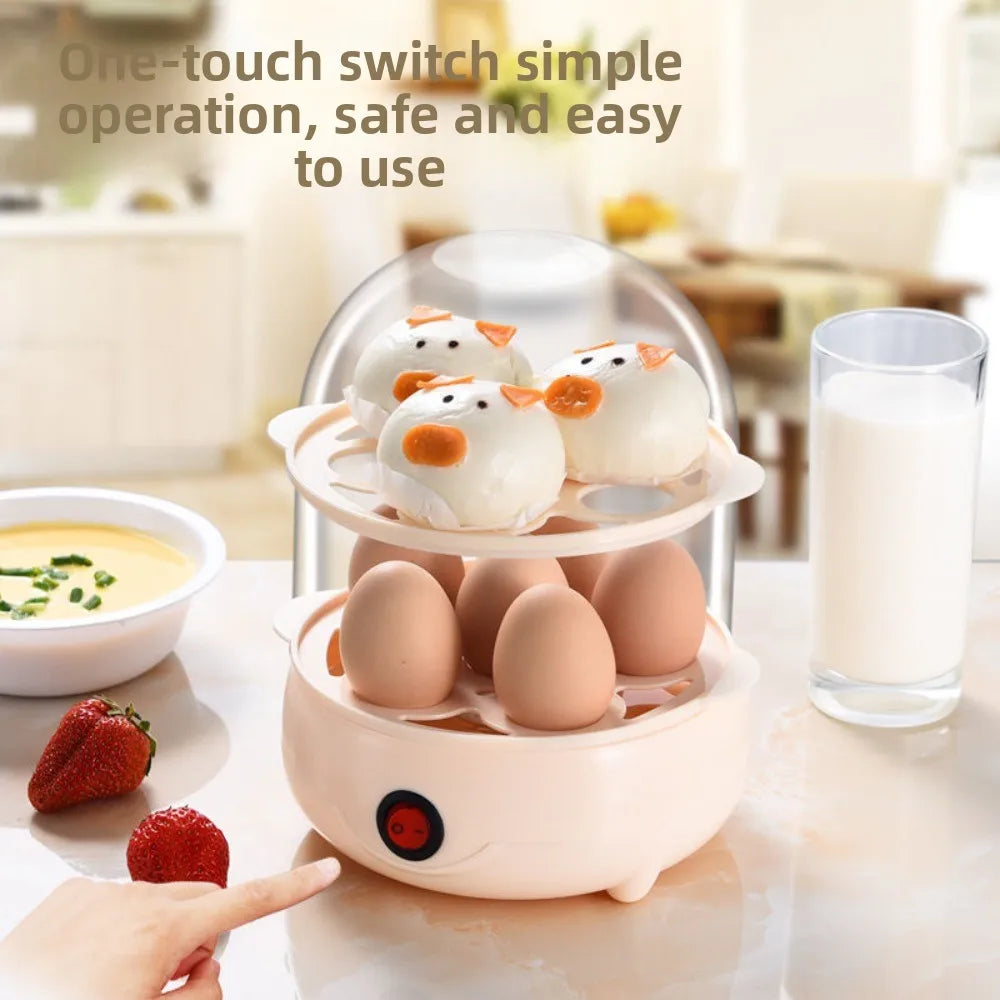 Automatic Egg Boiler & Multi-Layer Steamer with Measuring Cup Electric Egg Cooker HIP