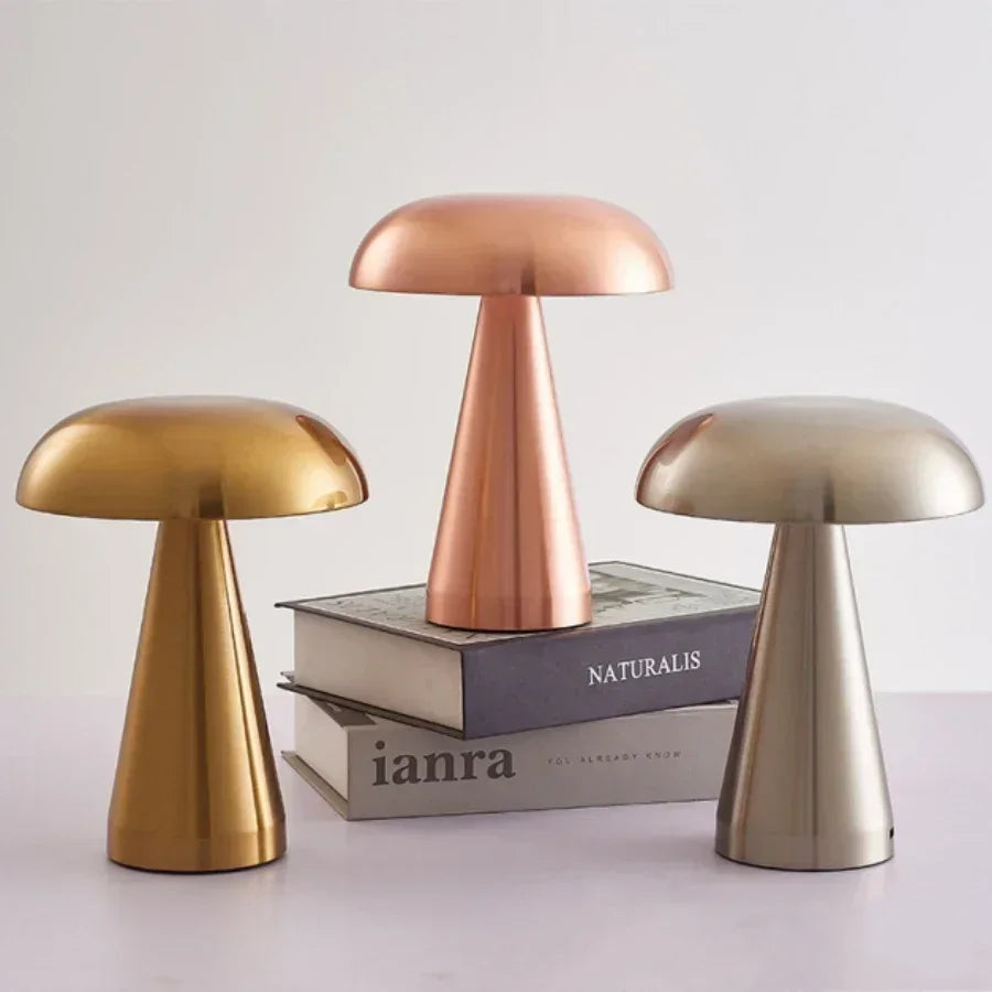 Retro Mushroom Table Lamp Touch Sensor LED Night Light Rechargeable Reading Lamp For Coffee Bar Restaurant Office Bedroom Decor HIP