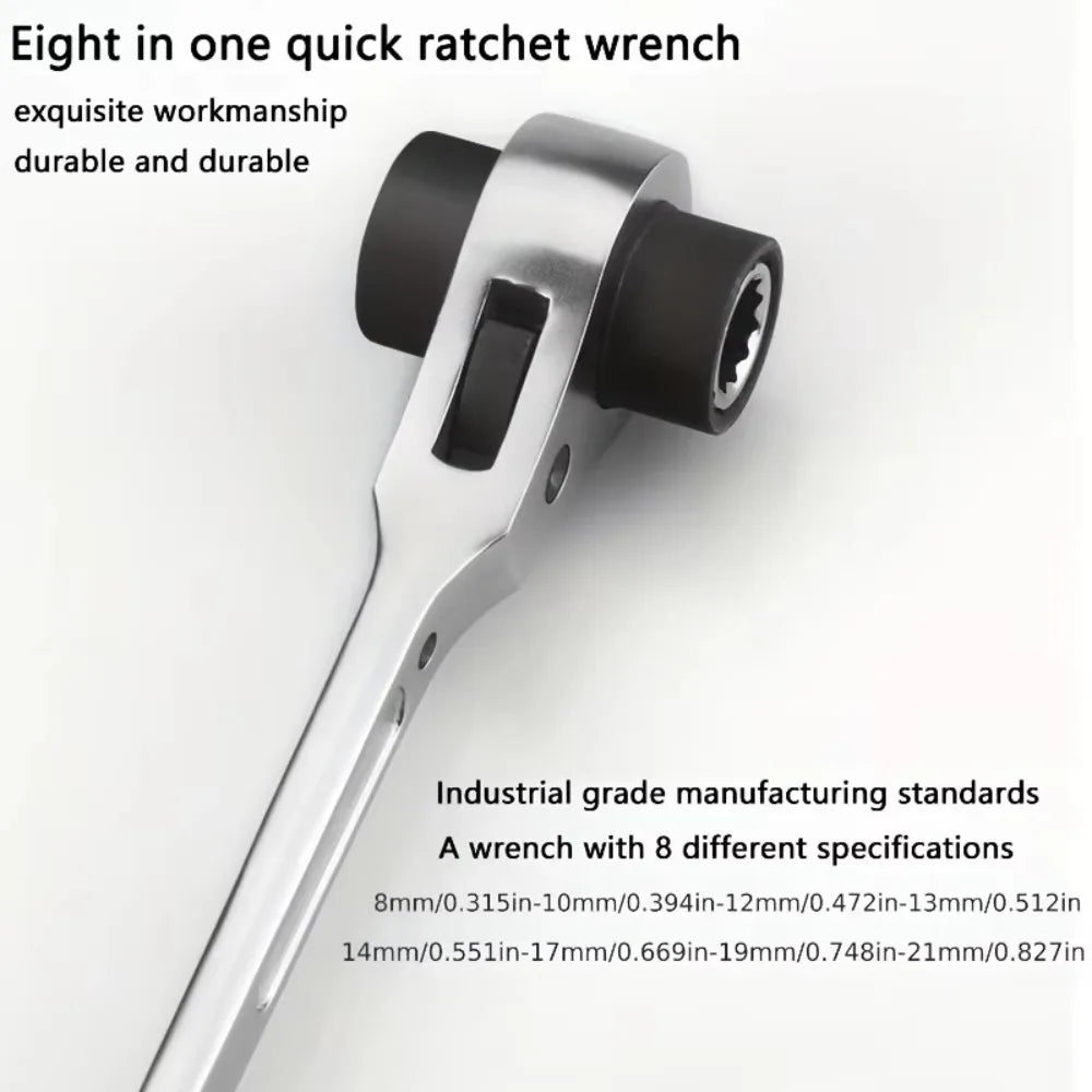 8-in-1 Dog Bone Double Ratchet Wrench – Steel Socket Set Ratchet Wrench Set HIP
