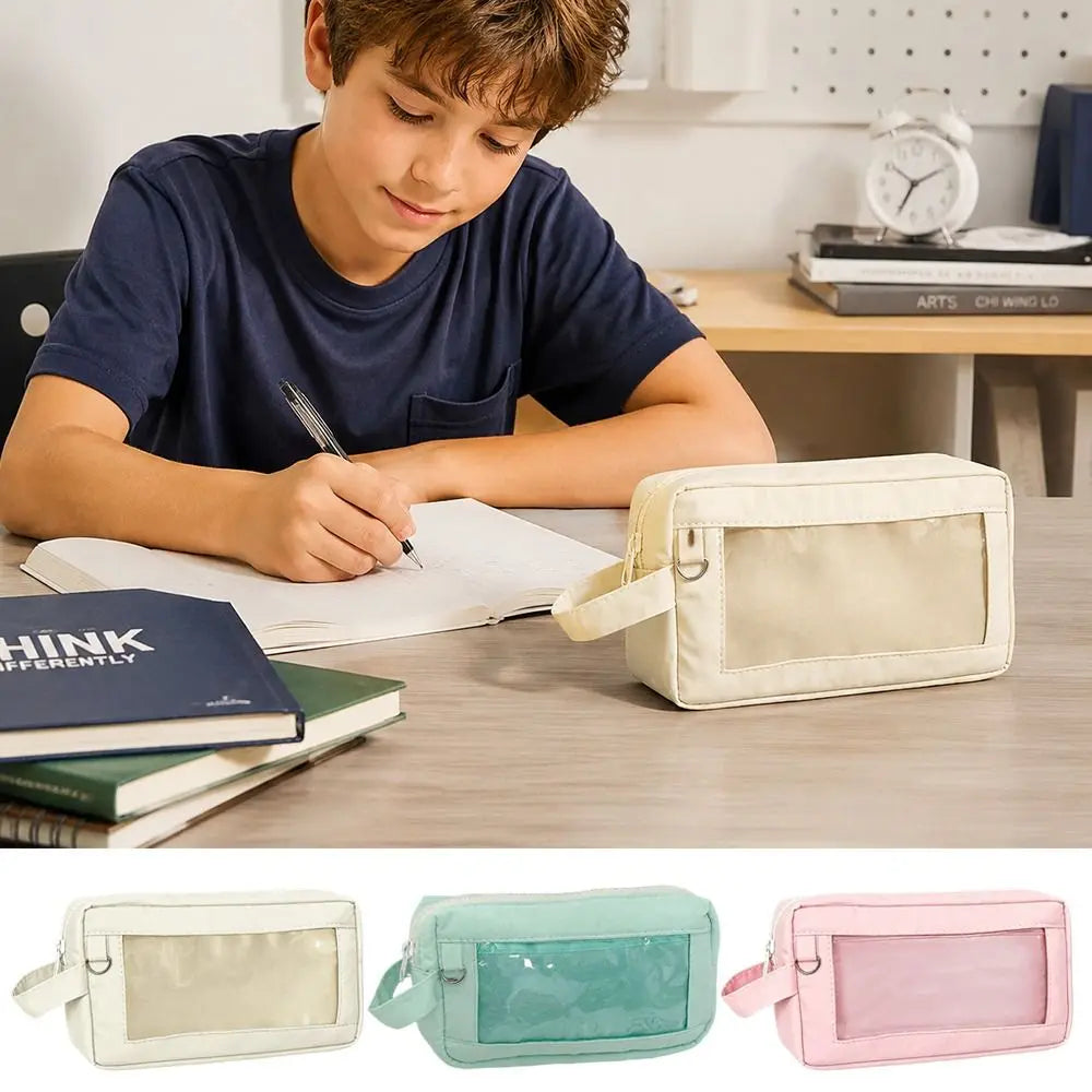Large Capacity Pencil Case with Clear Window – Ita Style Pouch Pencil Case Pouch HIP