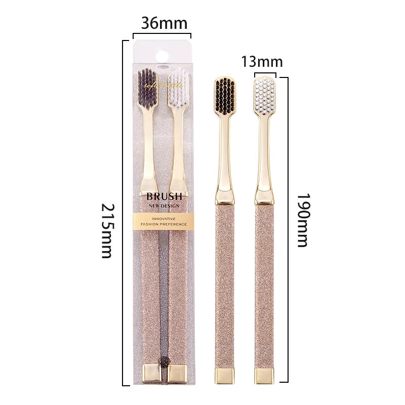 Luxury Soft Toothbrush Men Women Adult Tooth Brush Gold Silver Dental Brushes Elegance Gentle Toothbrushes Drop Shipping HIP A
