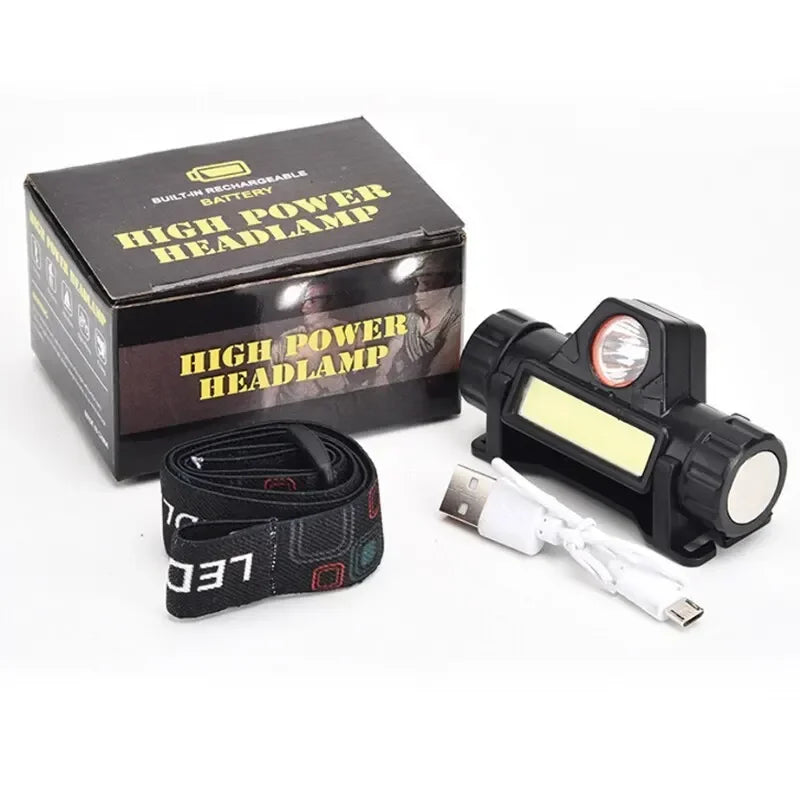 Rechargeable COB LED Headlamp – Magnetic & Waterproof LED Headlamp HIP C680-black