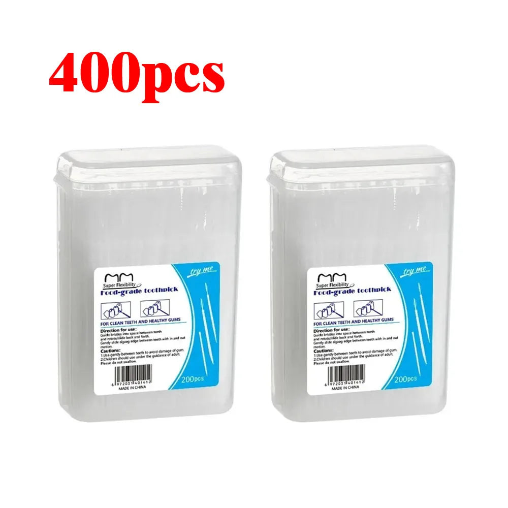 RUZOFO Double-Headed Interdental Toothpicks 120/200 PCS Box Interdental Toothpick HIP C685-White 400pcs