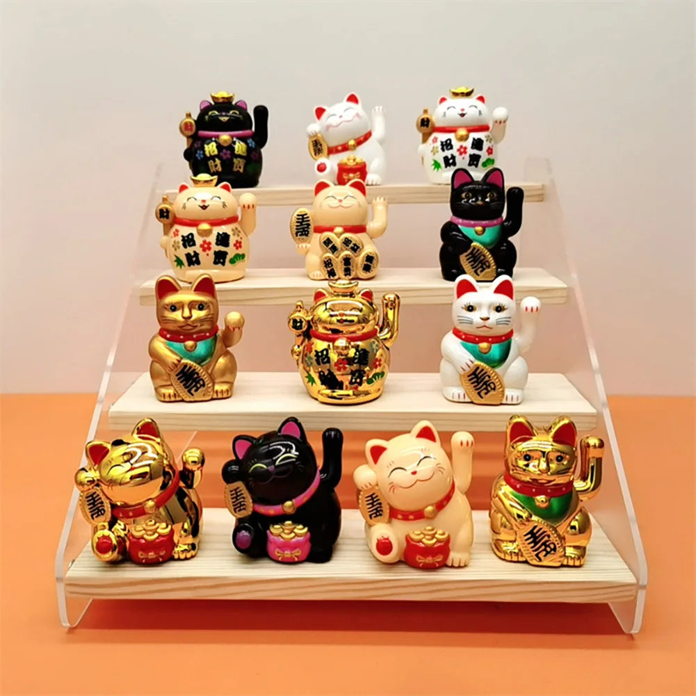 Solar Powered Maneki Neko Lucky Cat Welcoming Chinese Lucky Cat Waving Hand Beckoning Fortune Cat Figurines For Home Decoration HIP