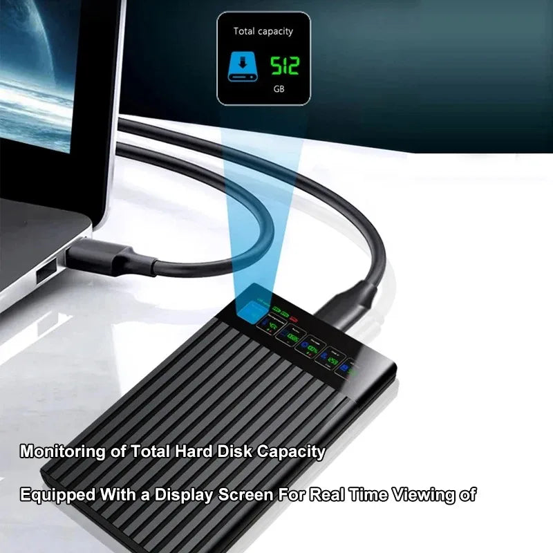 2.5" SATA USB 3.1 HDD Enclosure with Digital Display – 8TB HDD Enclosure HIP