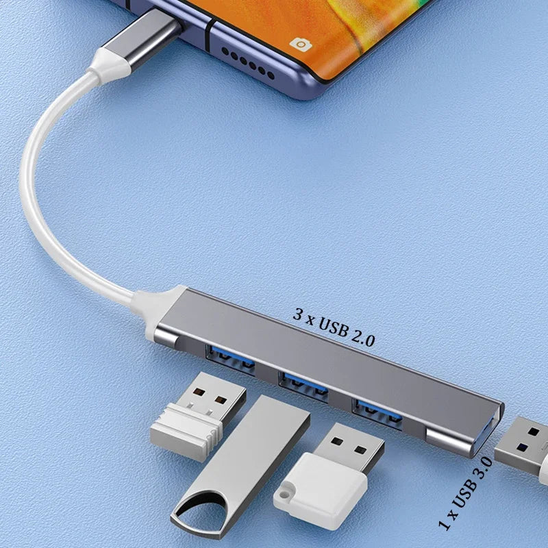 4-Port USB-C Hub – USB 3.0 & 2.0 Splitter Adapter OTG USB-C Hub HIP