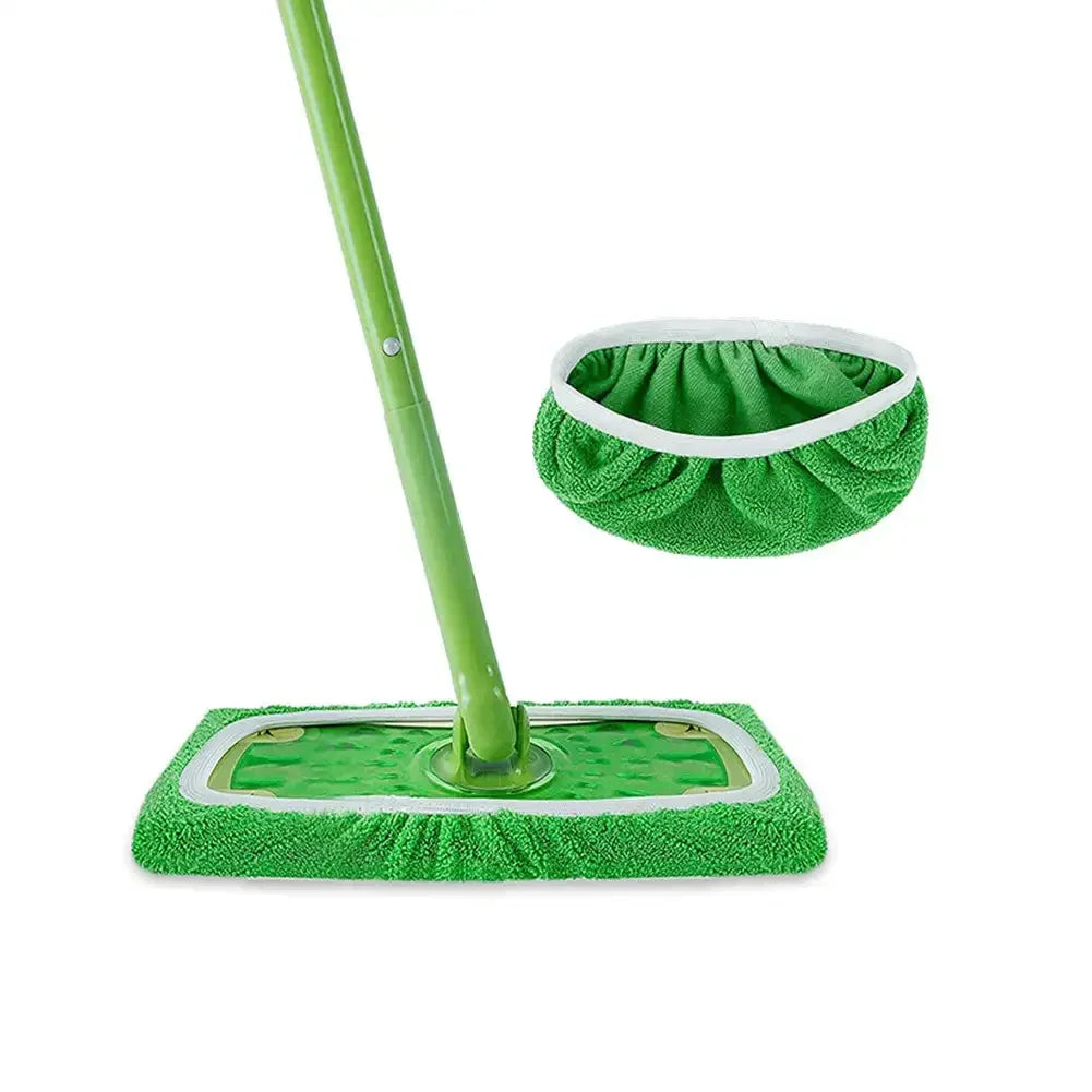 Sweep Wet & Dry Cleaning Cloths Reusable Microfiber Mop Pads Green Furniture Flooring Mop Head Replacement Washable Rag Towel HIP Green Coral Velvet 45.3cm