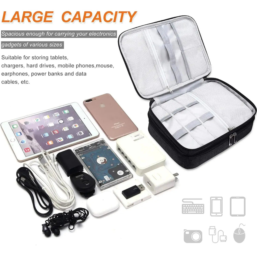 Waterproof Travel Cable Organizer Bag | USB & Tech Pouch Cable Organizer Bag HIP