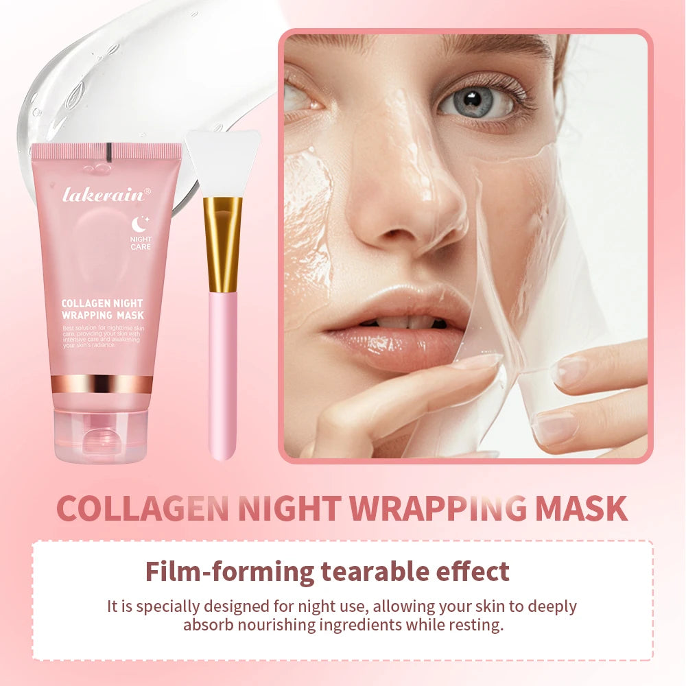 Collagen Overnight Wrapping Peel Off Facial Mask, Korean Collagen Night Wrapping Mask Deeply Hydrates Night Care Mask Cream 75ml HIP
