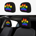 Pride Rainbow Dog Pawprint Car Headrest Covers – 2 Pcs Car Headrest Cover HIP 1