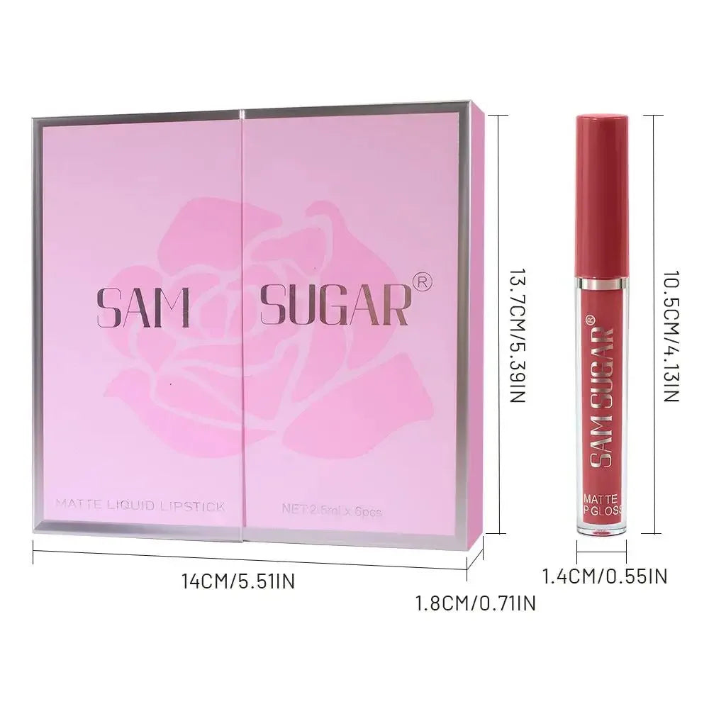 SAM SUGAR Velvet Matte Liquid Lipstick Set – 6 Shades Liquid Lipstick Set HIP