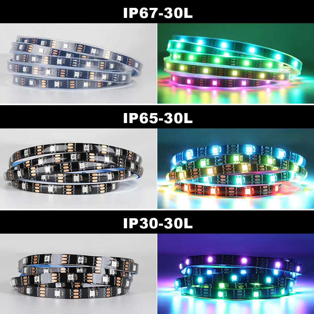 WS2812B RGB LED Strip DC5V Individually Addressable Smart Light Smart LED Strip Light HIP