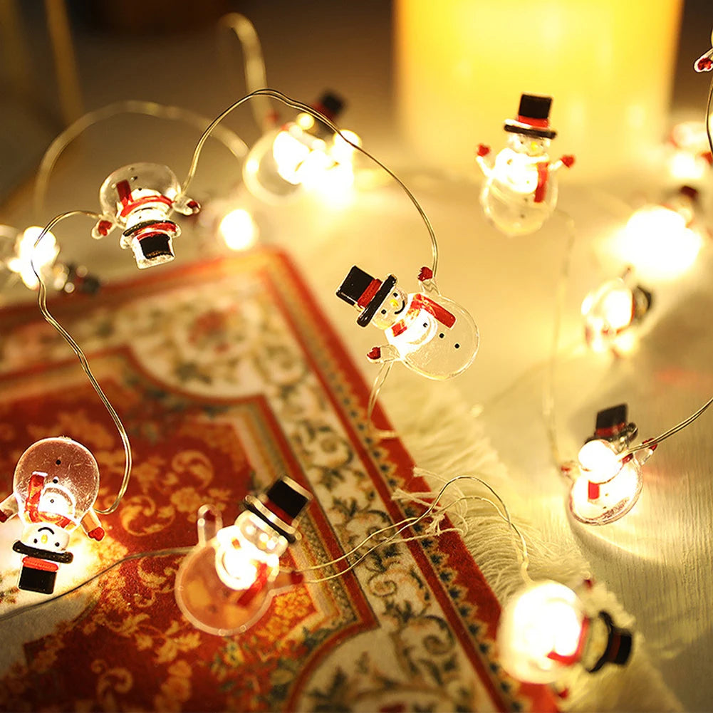 Christmas LED String Light Santa Claus Gingerbread Man Xmas Tree Ornament Christmas Decoration For Home New Year Party Kids Gift HIP