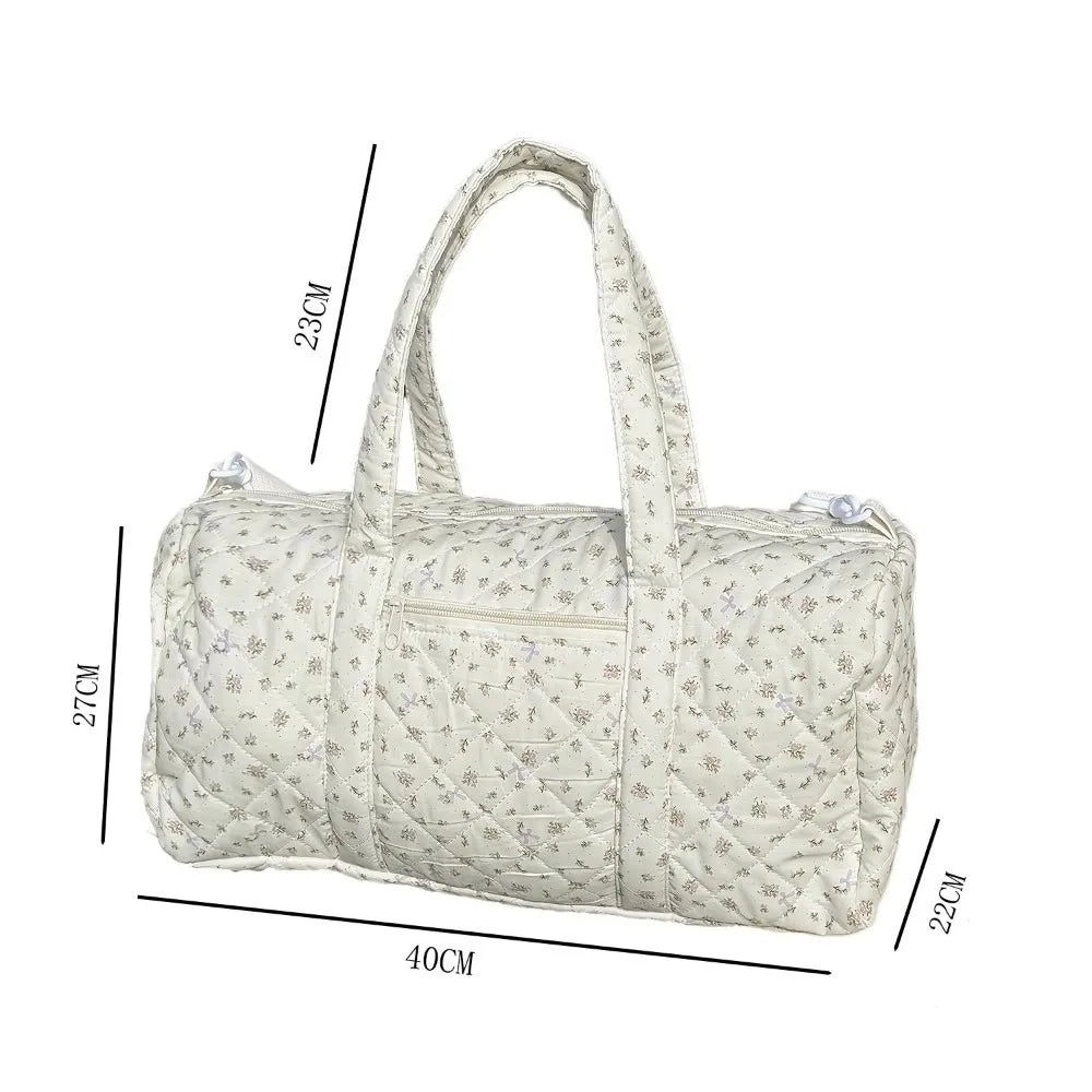 Quilted Floral Boston Travel Bag – Lightweight Large Capacity Travel Handbag HIP