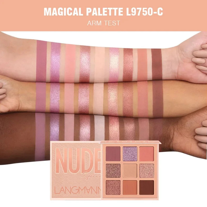9 Colors Nude Eyeshadow Powder Makeup Palette Matte Shimmer Eye Pigmented Powder Make Up New Warm Earth Color Eyeshadow HIP L9750-C