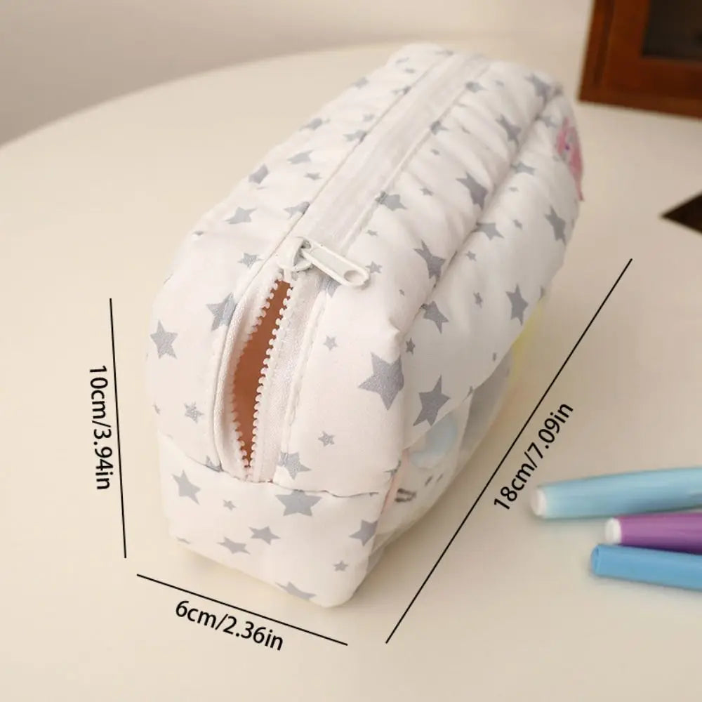 Large Capacity Star Pattern Pencil Case with Plush Dolls Pencil Case HIP