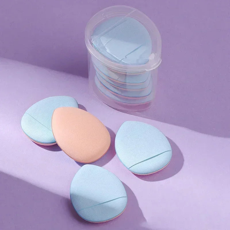 3/10pcs Mini Size Professional Cosmetic Cushion Puff Concealer Foundation Detail Puff Finger Puff Set Makeup Sponge Beauty Tool HIP Blue In Box 6Pcs