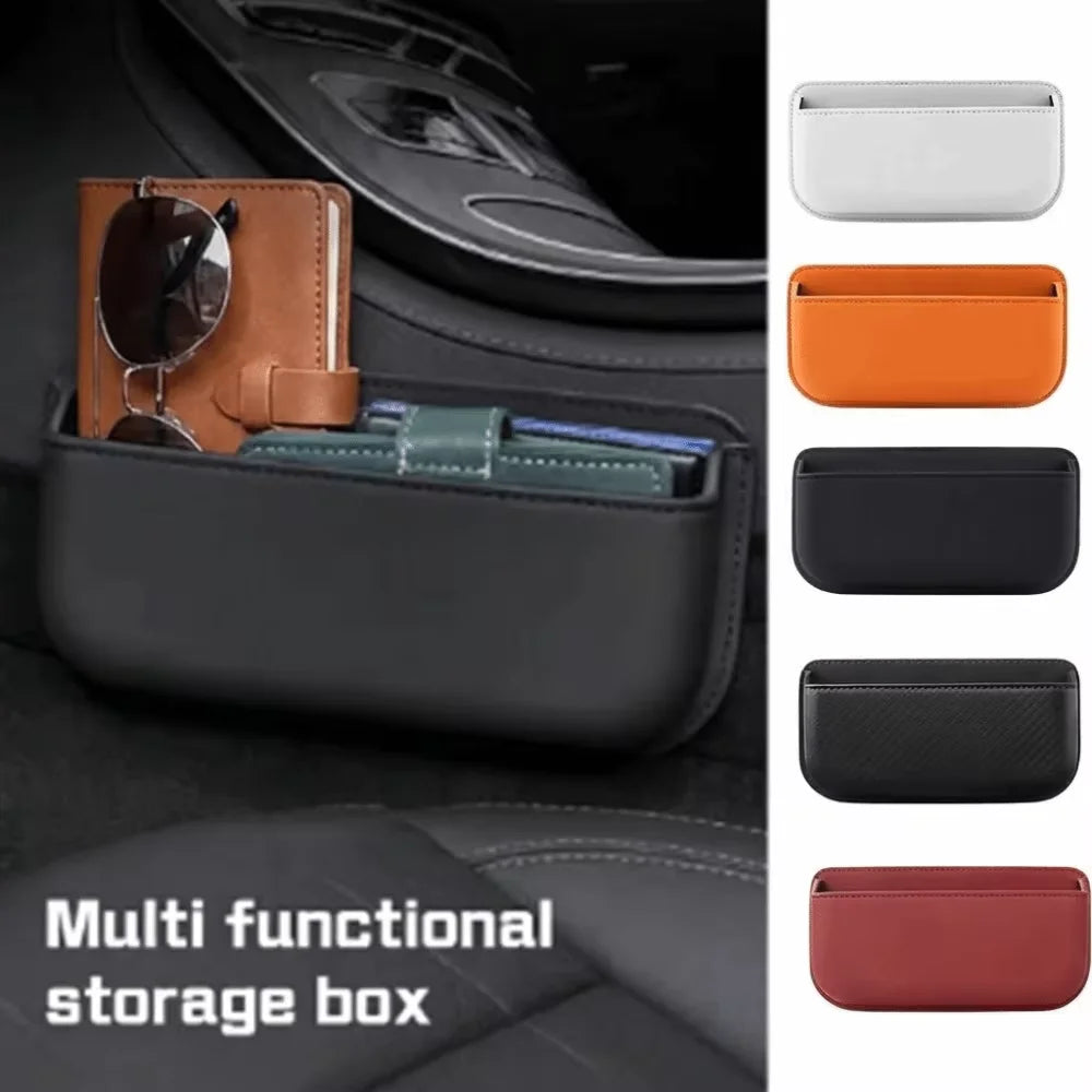 PU Leather Car Seat Storage Pocket – Self-Adhesive Organizer Car Interior Organizer HIP