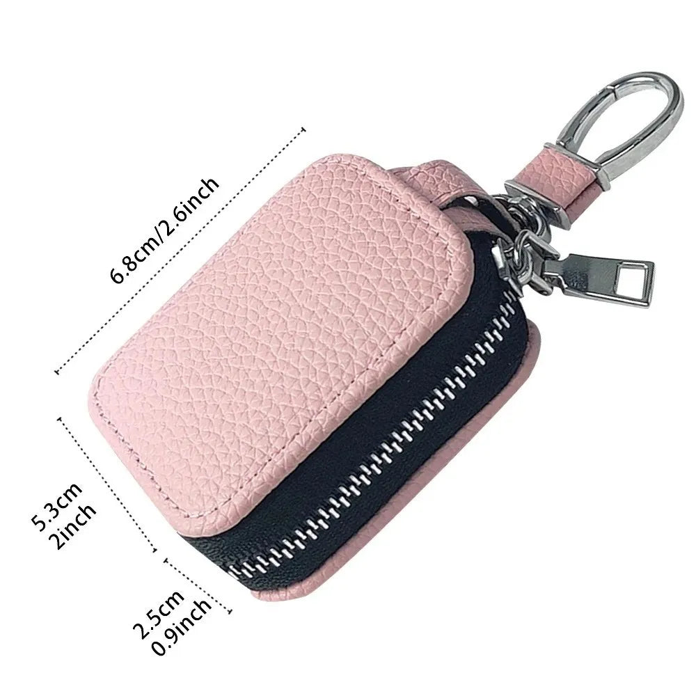 Leather AirPods Case Bag with Keychain – Lychee Zipper Pouch Earphone Storage Case HIP