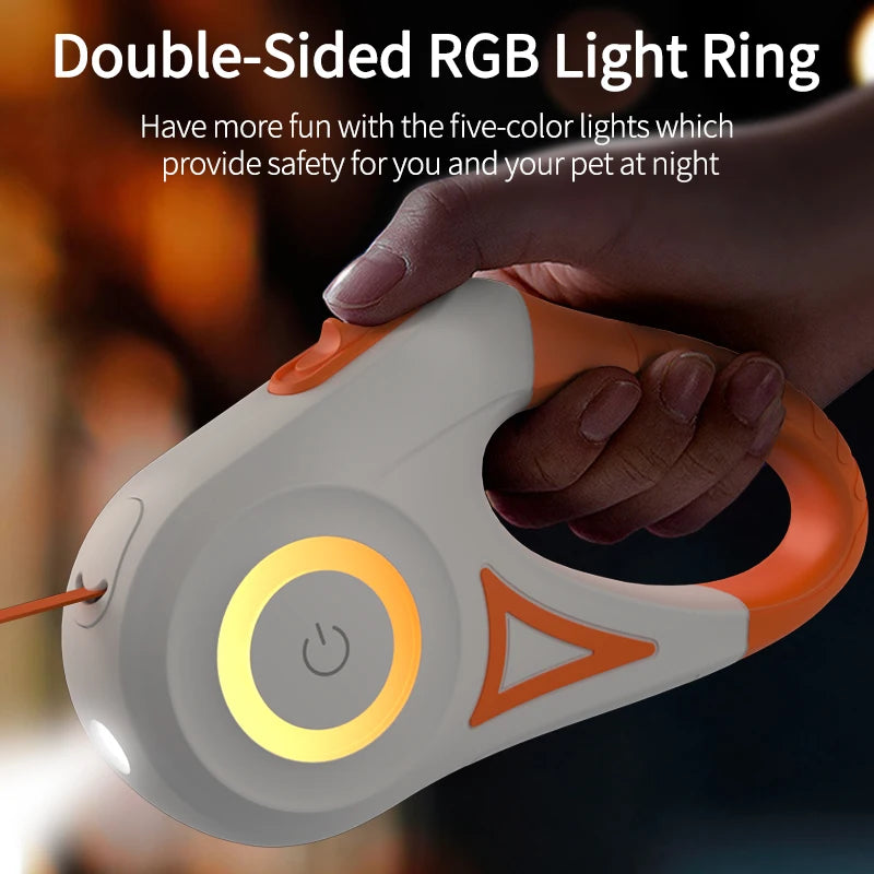 ROJECO 5M Retractable Dog Leash Automatic LED Light Luminous Roulette Leash Rope For Dogs Adjustable Pets Dog Walk Running Leads HIP