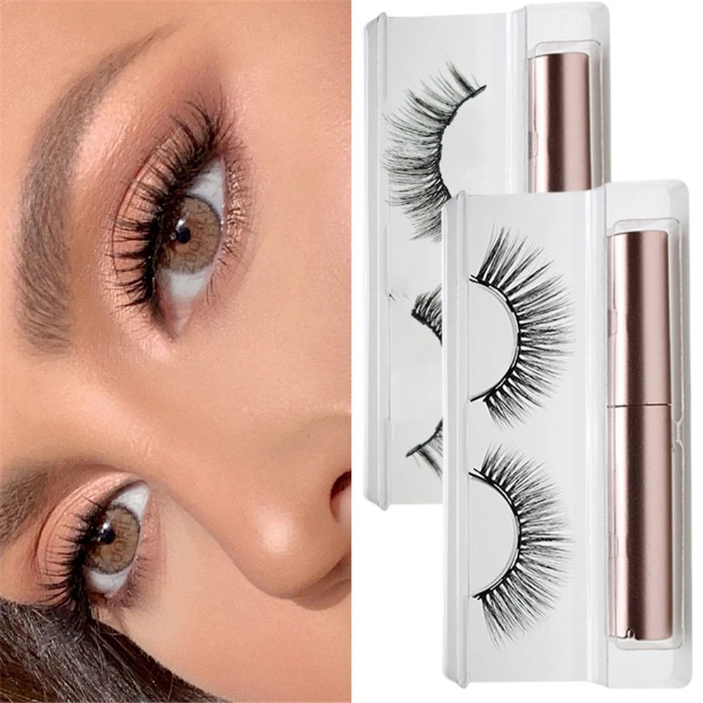 1 Pair Magnetic Eyelashes 3D Mink False Eyelash Magnetic Eyeliner Waterproof Long Lasting Fake Eyelash Tweezer Kit 18 Styles HIP