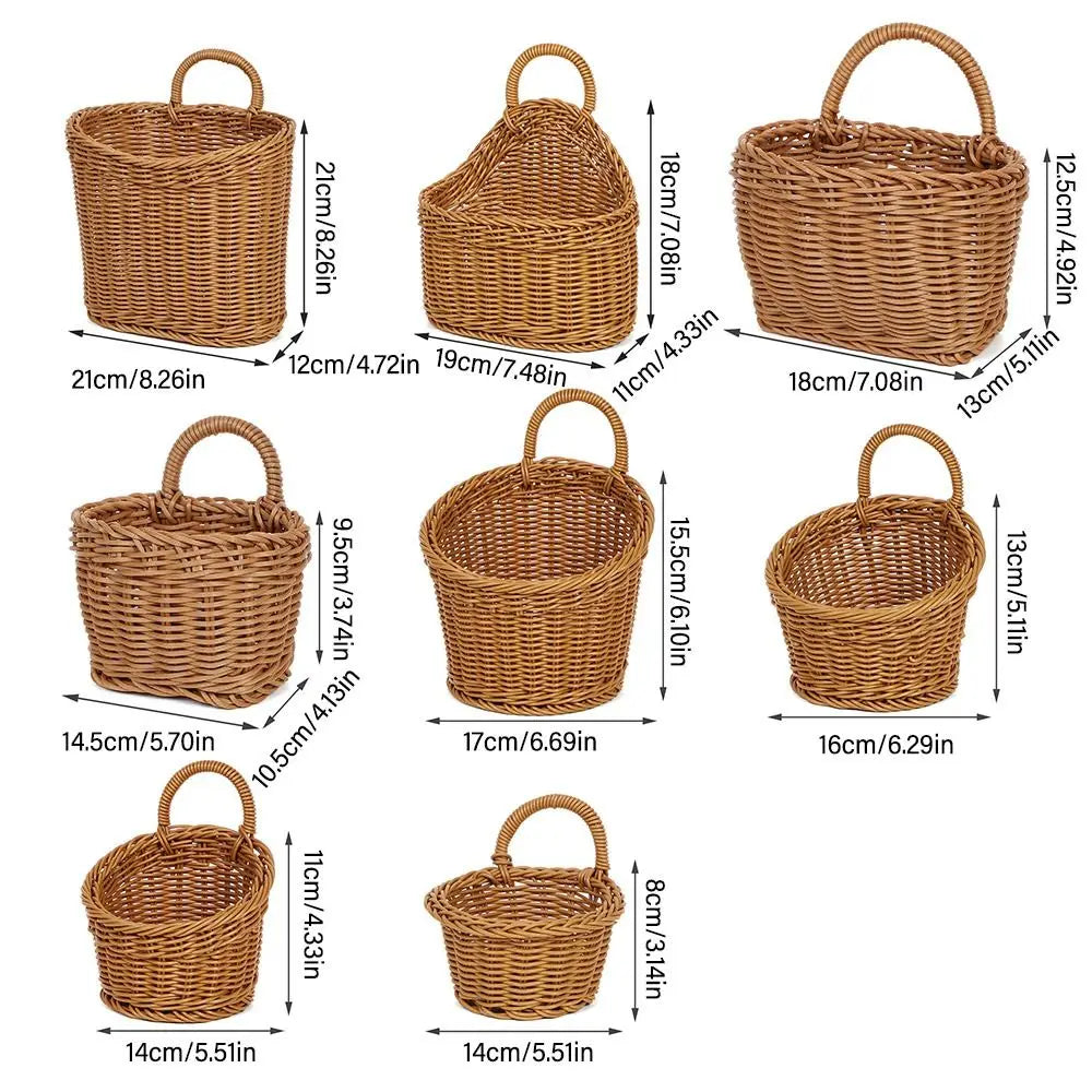 Hand-Woven Imitation Rattan Hanging Storage Basket – Brown Storage Basket HIP