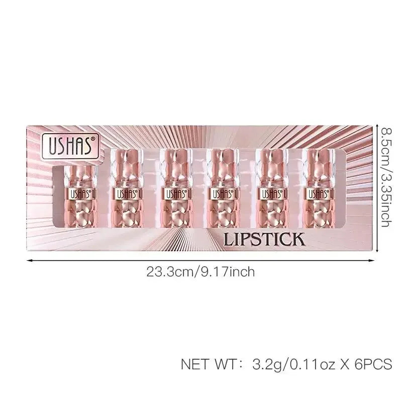 USHAS 6pc Metallic Liquid Lipstick Set – Waterproof & Long-Lasting Liquid Lipstick Set HIP