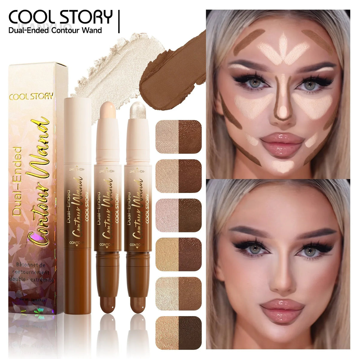 Fair Deep Contour Stick Facial Foundation Concealer Matte Pearlescent Highlighter Nose Shadow V Face Outline Shape Sculpt Wand HIP
