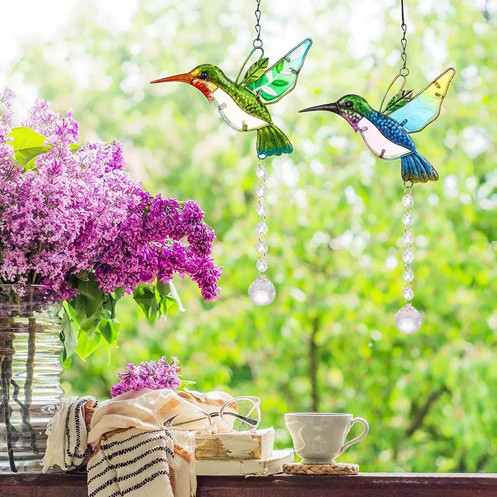 Window Hanging Hummingbird Suncatcher Crystal Window Bird Panel Garden Decoration Gift for Bird Lovers HIP