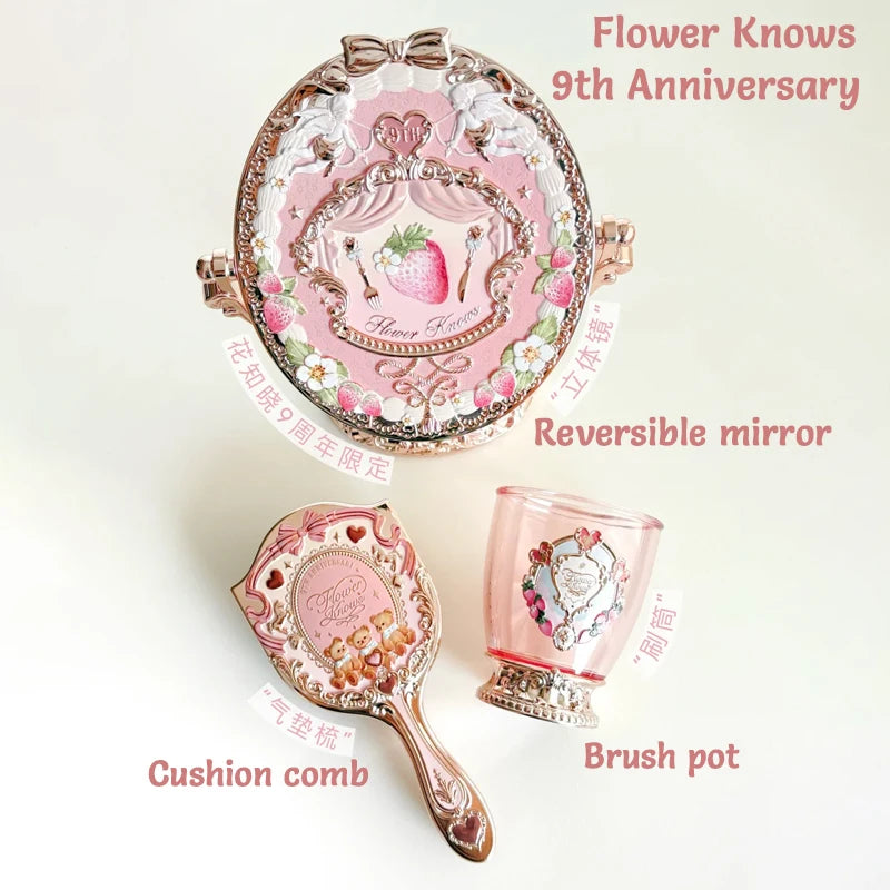 Flower Knows Limited Mirror Comb & Brush Pot Gift Set Makeup Mirror Gift Set HIP 3pcs