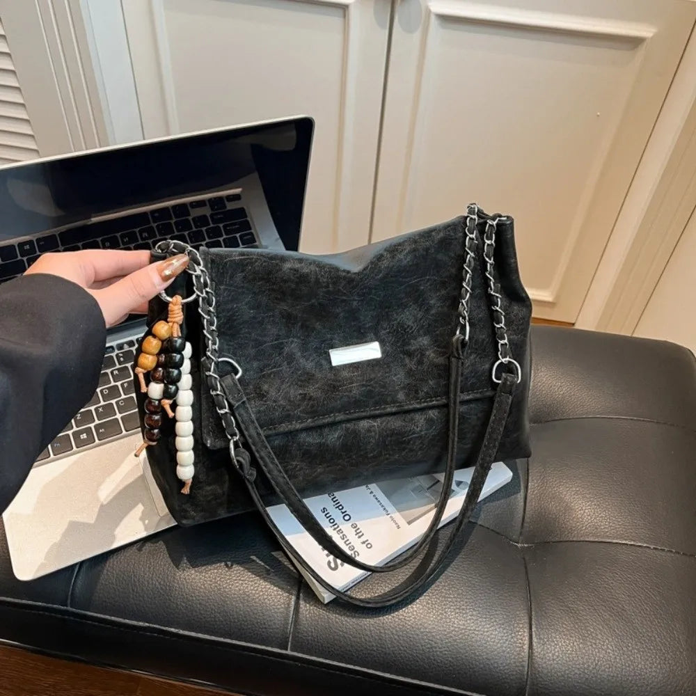 Retro Chain Crossbody Bag – Large PU Leather Women's Handbag Crossbody Shoulder Bag HIP