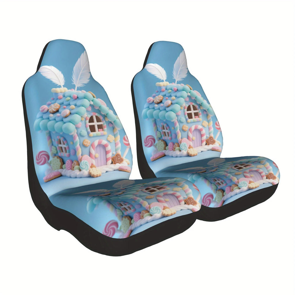 2pc Candy House Blue Pastel Car Seat Covers – Whimsical Design Car Seat Covers HIP