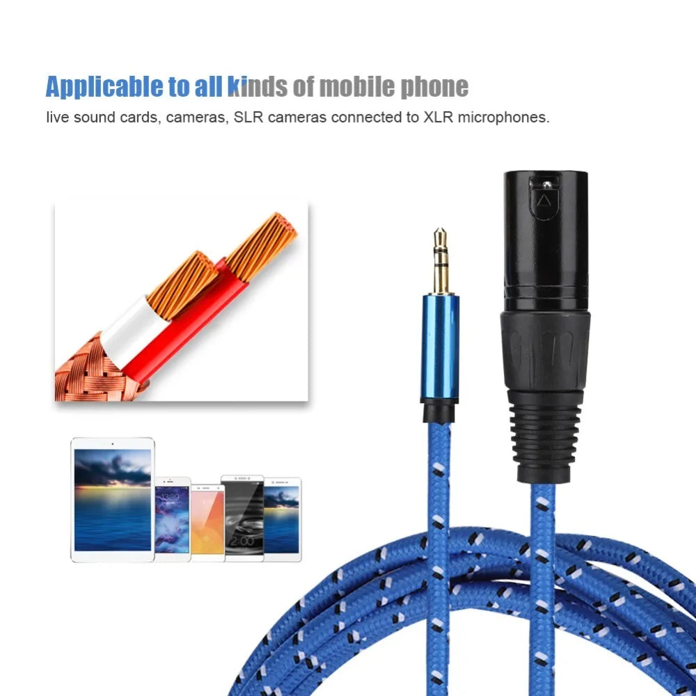 3M 3.5mm to XLR Male 3-Pin Audio Patch Cable – Blue Audio Patch Cable HIP
