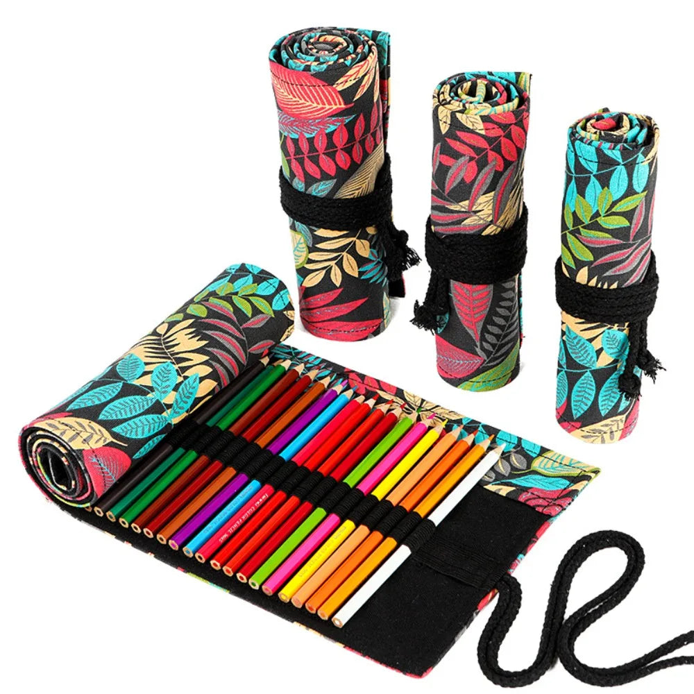 Roll-Up Canvas Pencil Case – 12 to 72 Slot Organizer Roll-Up Pencil Case HIP