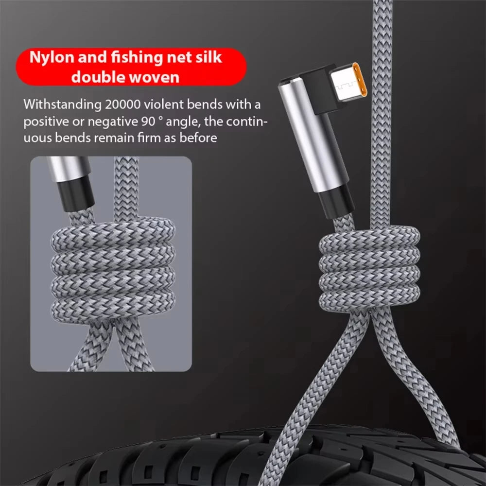 USB-C Right-Angle Fast Charge Cable 1m–8m | Type-C USB-C Charging Cable HIP