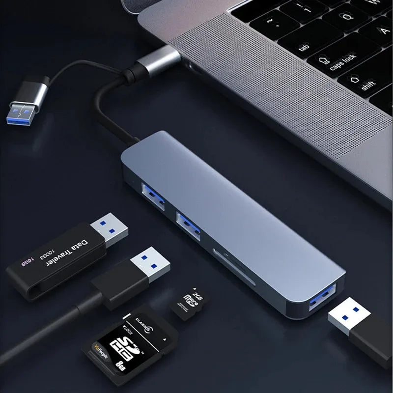 5-in-1 USB-C Hub – USB 3.0, SD & TF Card Reader Adapter USB-C Multiport Hub HIP