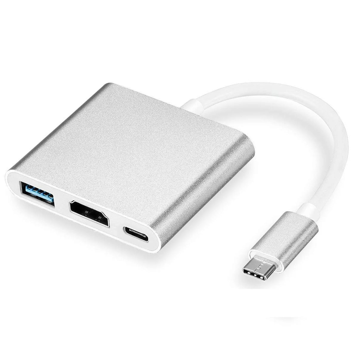 4K USB-C to HDMI Adapter – USB 3.0 Hub & 60W Charging USB-C Multiport Adapter HIP Silvery 4K 1 pcs