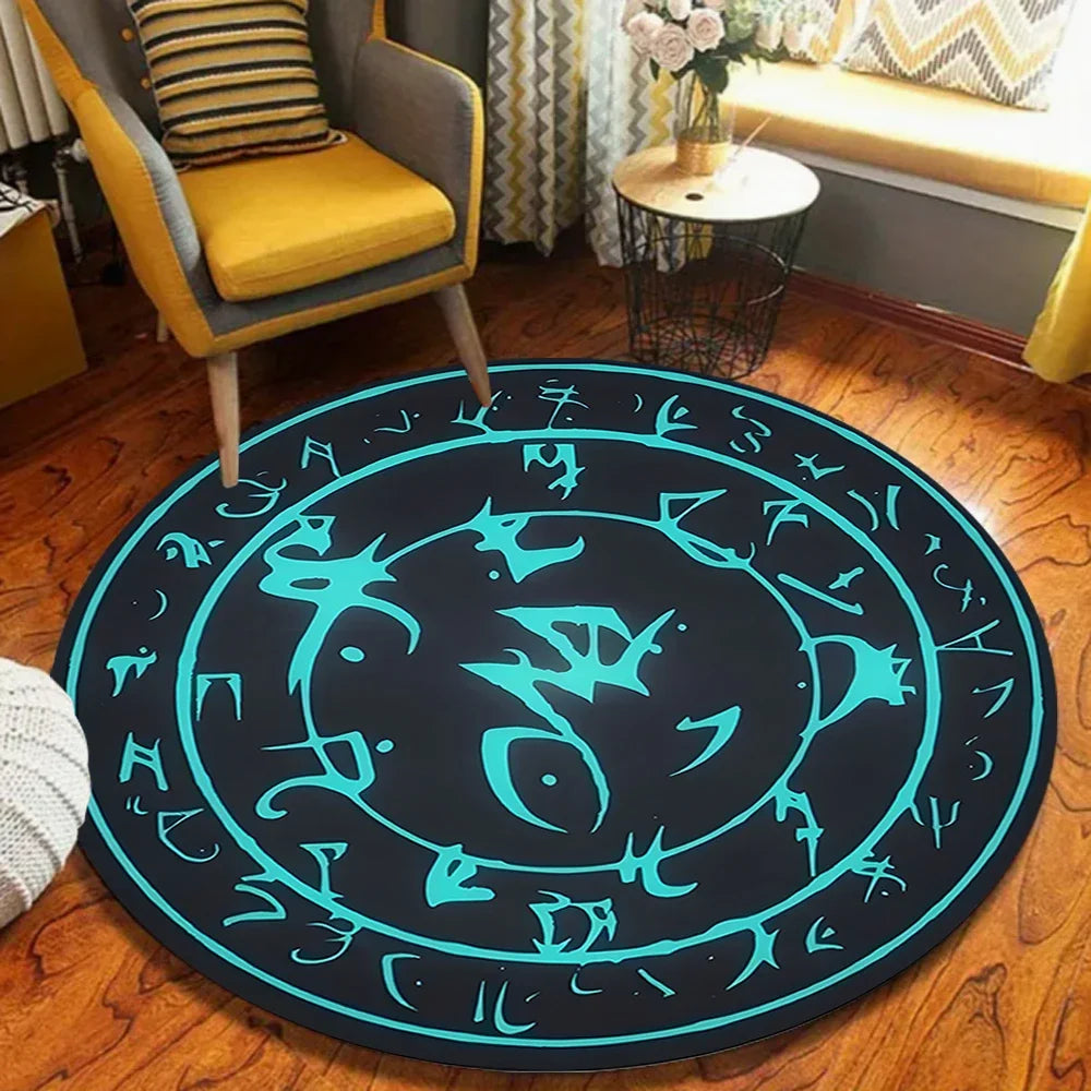 Round Circle Area Rug – Sun & Moon Vintage Gold Design Round Area Rug HIP