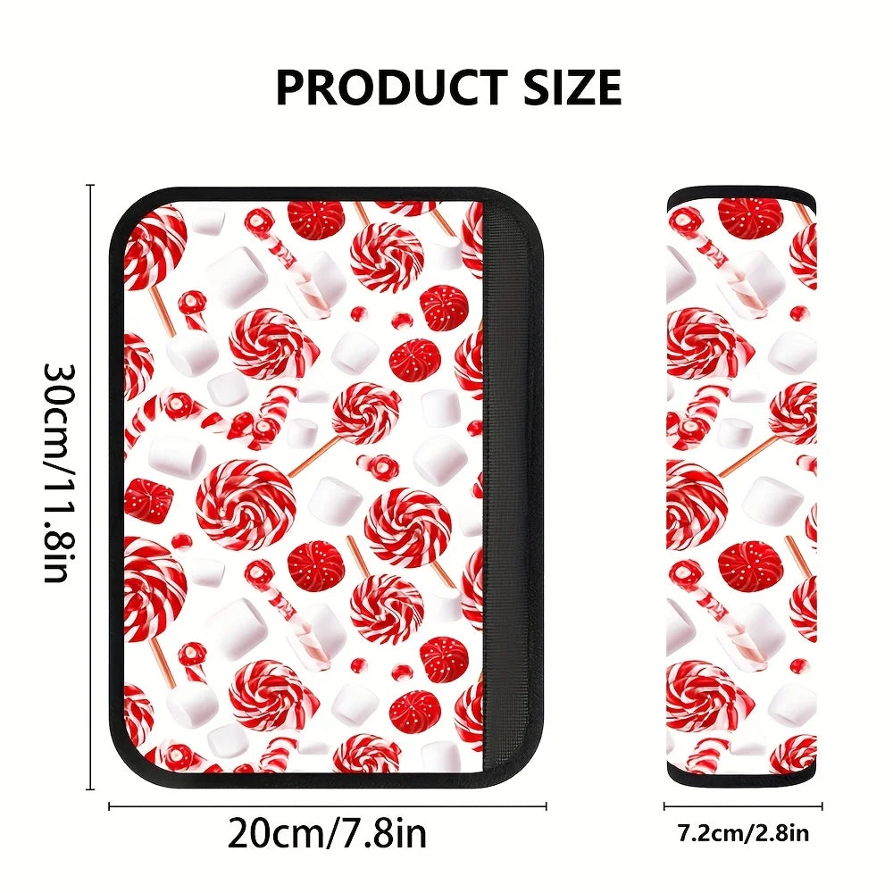 Candy Cane Seat Belt Covers – Soft Shoulder Protectors 2pcs Seat Belt Covers HIP
