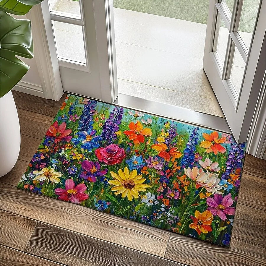 Floral Non-Slip Area Rug – Indoor Outdoor Kitchen Doormat Floral Area Rug HIP