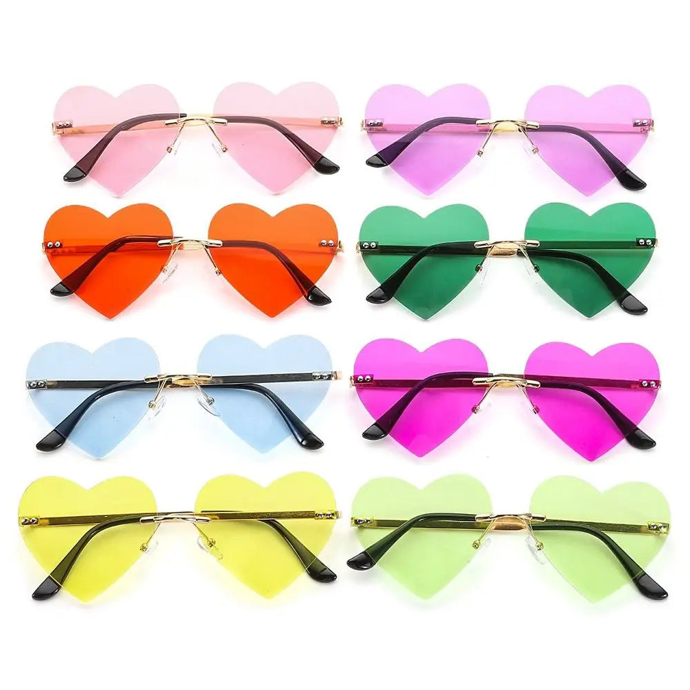 Rimless Heart Sunglasses – Vintage Metal Frame for Women Fashion Sunglasses HIP