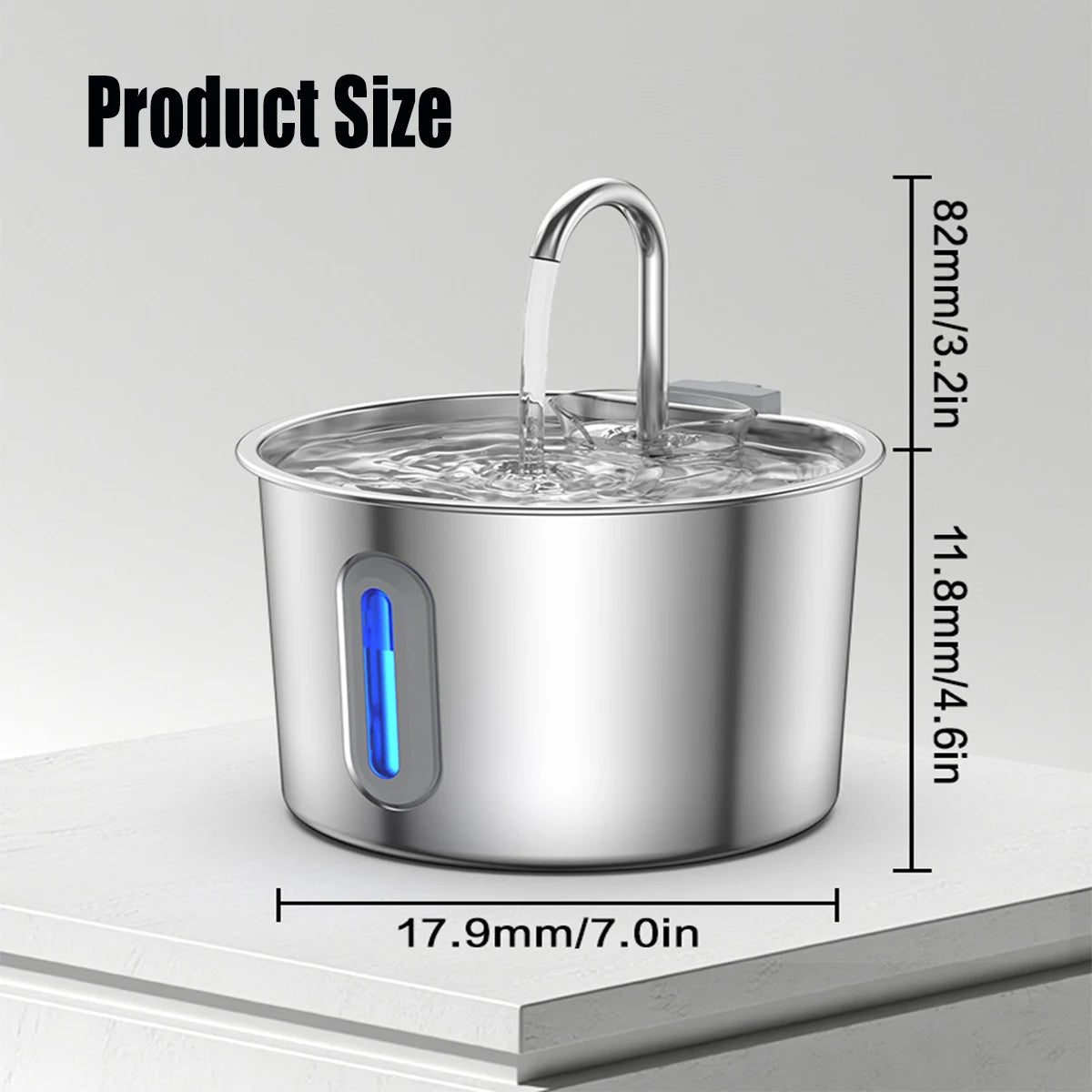 2.2L Stainless Steel Cat Water Fountain,Pet Water Dispenser With Filter,Dog Drinking Fountain For Cats,Ultra Quiet Water Pump HIP
